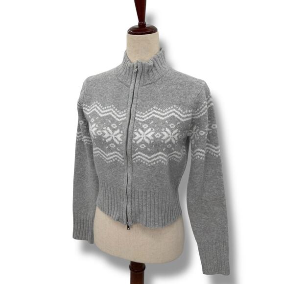 NEW Planet Heart Gray Fair Isle Sweater Size XL Gray White Winter Snow Nordic - Picture 2 of 10